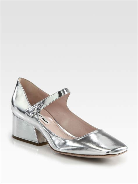 miu miu silver mary janes|Women's pumps shoes .